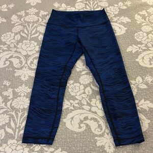 Lululemon High Times Leggings ~ Size 8 ~ Cerulean Blue Black ~ 25” Inseam